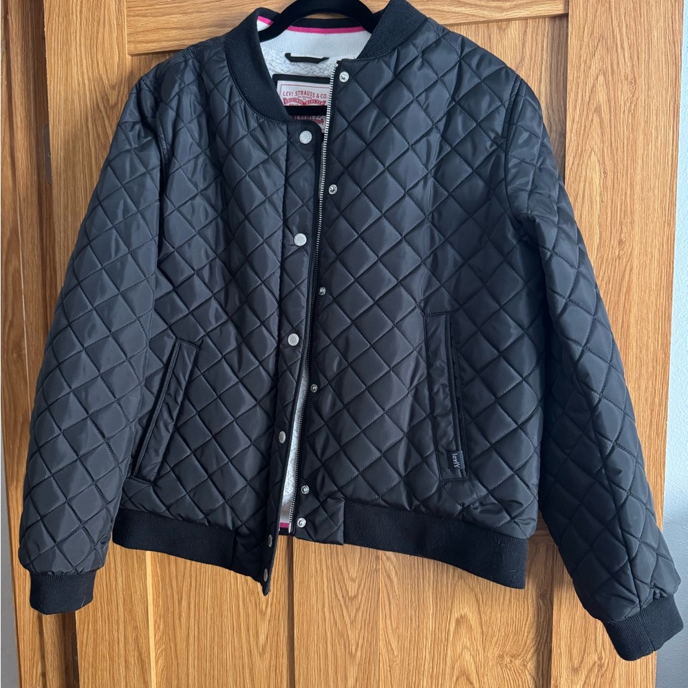 Quilted Black Bomber Jacket